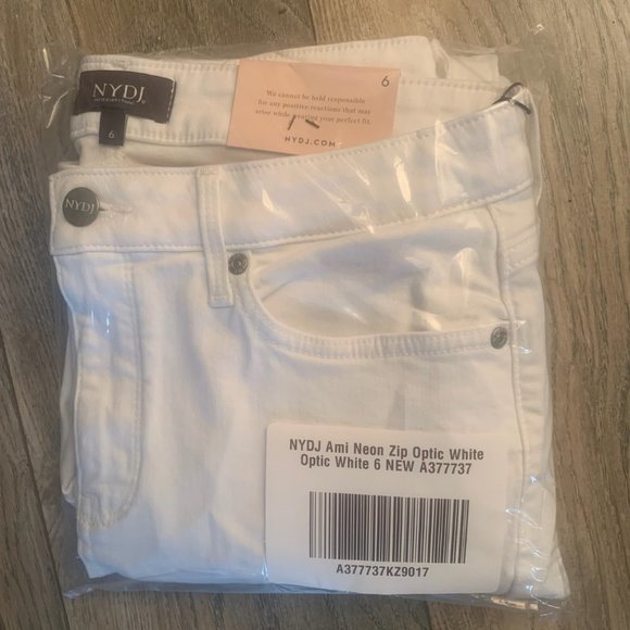 NWT NYDJ AMI NEON ZIP OPTIC WHITE STRETCH ANKLE SKINNY JEANS 6 - Picture 4 of 7